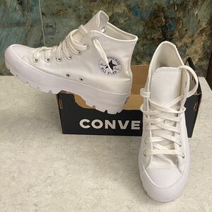 Converse All-Star Chuck Taylor Women's White High-Top Platform Lugged Heel. 6.5